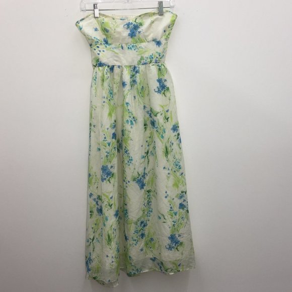 Zara Halter Green Floral Neck Strap Maxi Dress - Picture 2 of 3